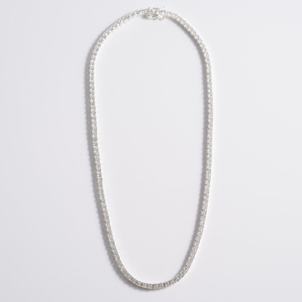 Classic Silver Crystal Tennis Necklace - Elegant Silver Necklace
